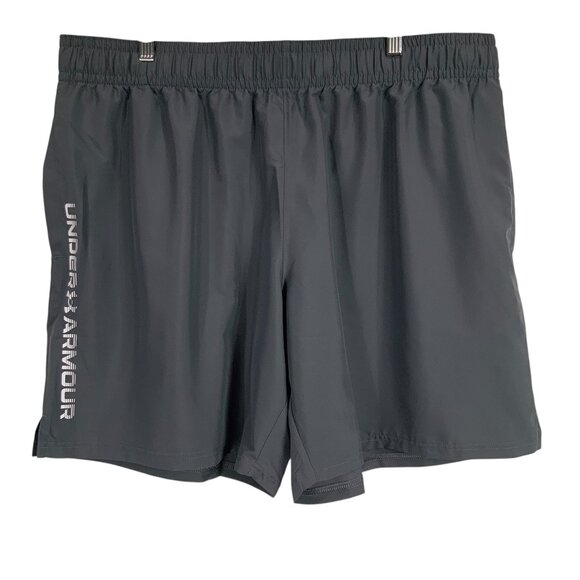 Under Armour Loose Gray Drawstring Pull-On Athletic Shorts Sz 2XL Logo Print NWT - Picture 1 of 8